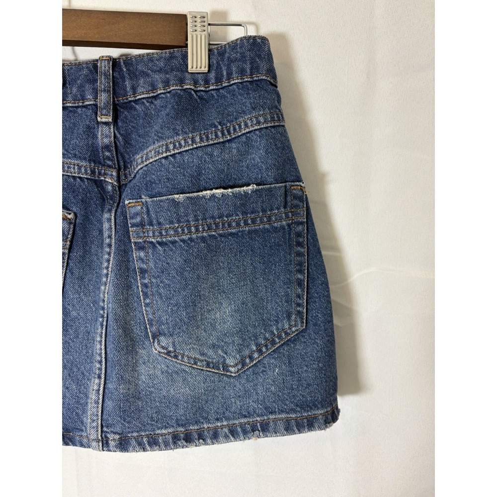 Free People Wynne Denim Skirt Size 25 Blue Casual Button Up Wrap Preppy Y2K - Picture 5 of 12